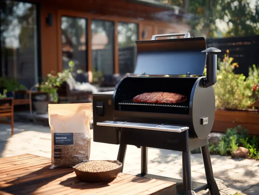 Backyard pellet smoker with brisket inside Pellet smoker recipes