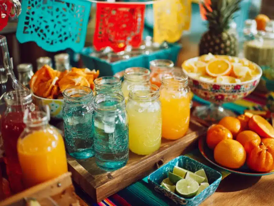 Watermelon and mango agua fresca pitchers for Cinco de Mayo, cinco de mayo drinks non alcoholic
