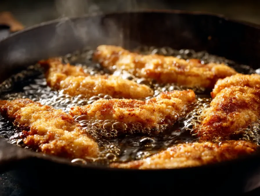 Chicken tenders marinating in buttermilk