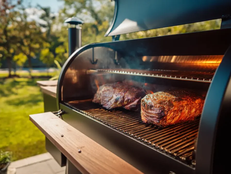 Grilled beef tri-tip sliced thinly for BBQ Smoker recipes 