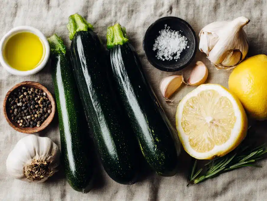 black beauty zucchini recipe ingredients laid out