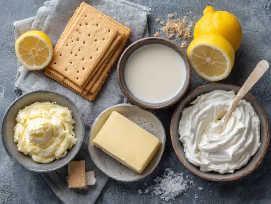 Fresh ingredients for making Lazy Day Lemon Cream Pie Bars at home