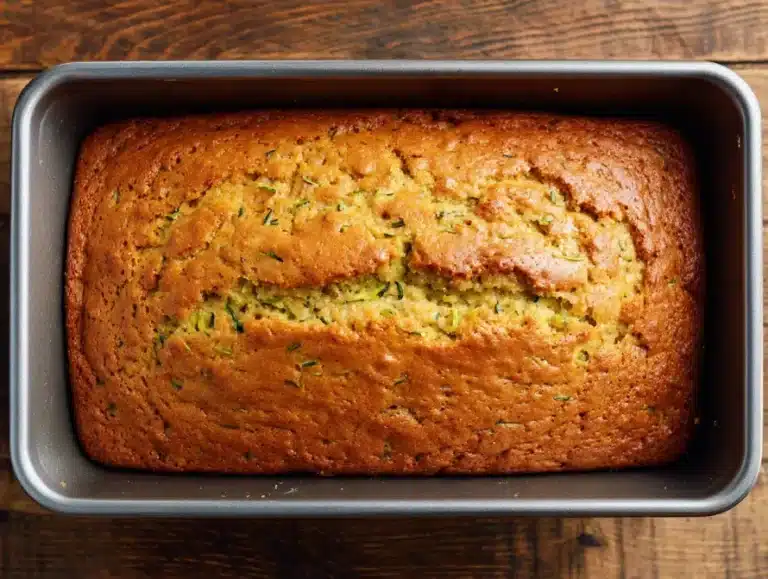 Overhead shot of whole zucchini squash cake