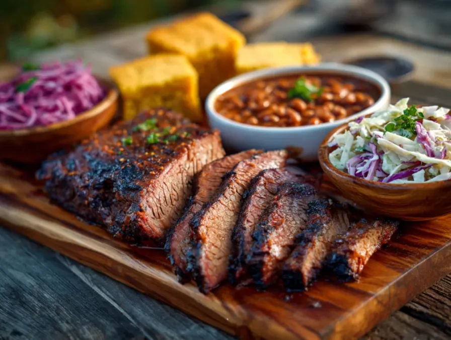 Pulled BBQ beef sandwich with pickles