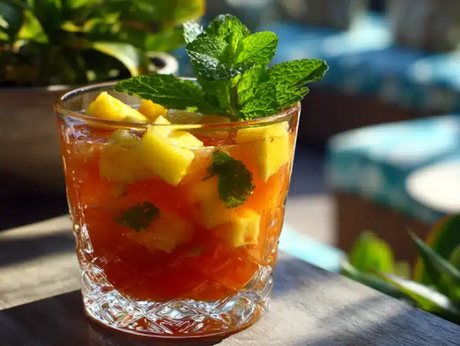 Tropical mango pineapple punch mocktail for Cinco de Mayo