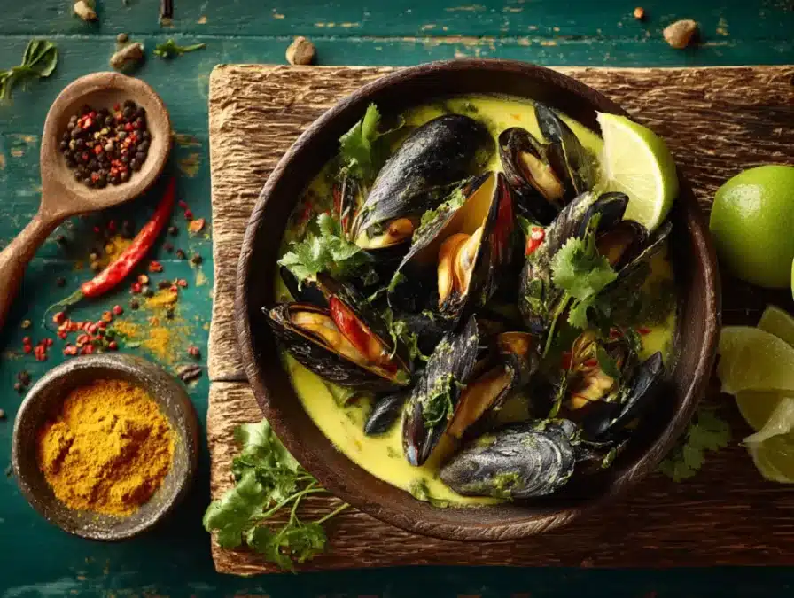 Ingredients for Thai coconut curry mussels.