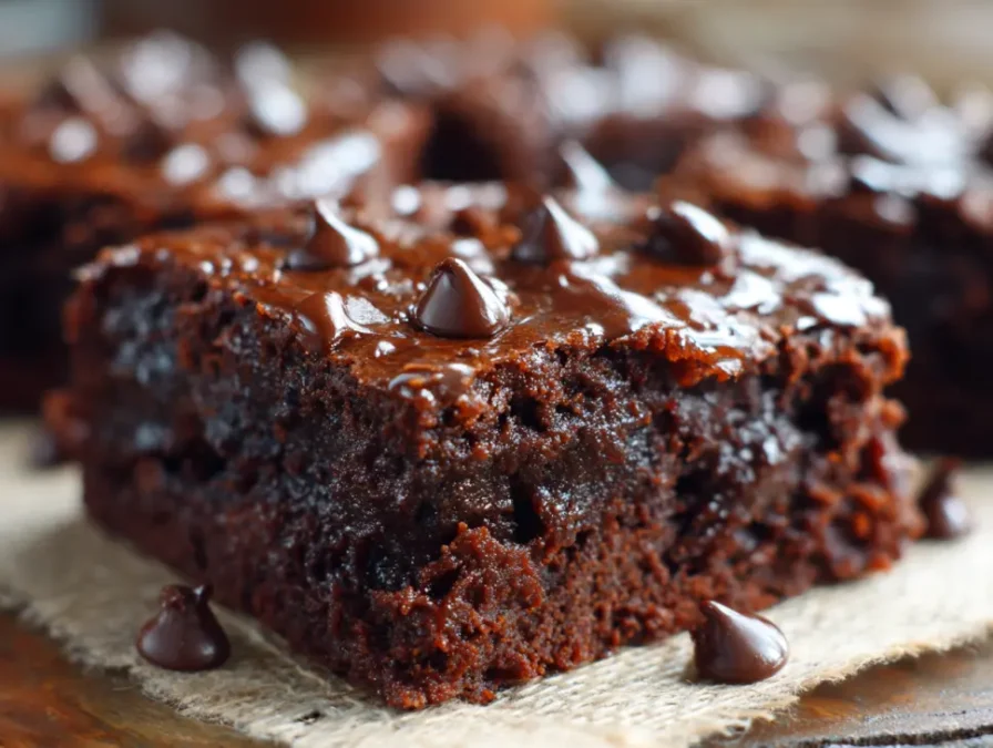 Close-up of chocolate zucchini brownie