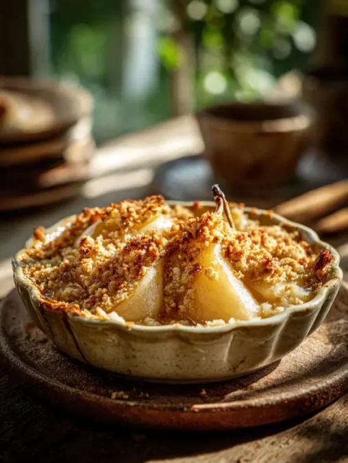 Warm Pear Crumble Dessert