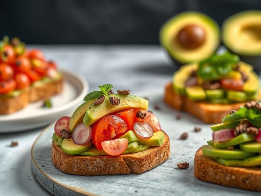 Ripe avocado sliced in half revealing creamy interior Avocado Toast Variations