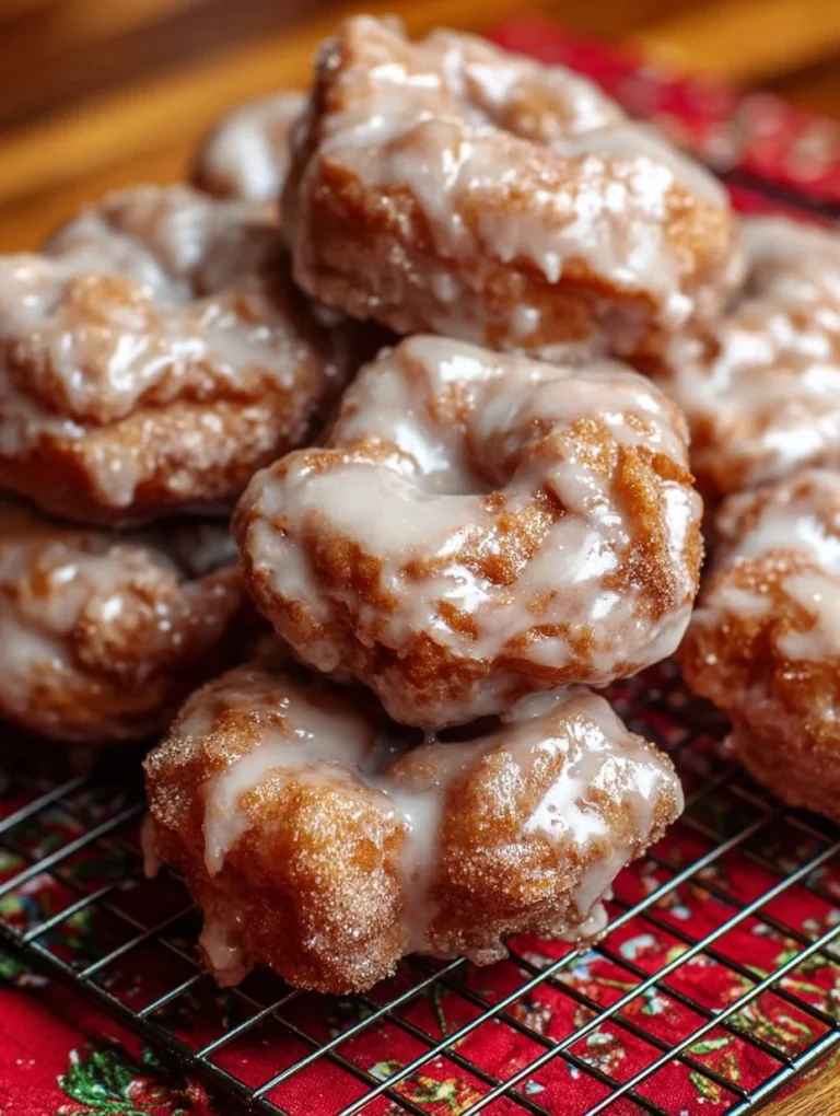Freshly made cinnamon apple fritters with powdered sugar topping