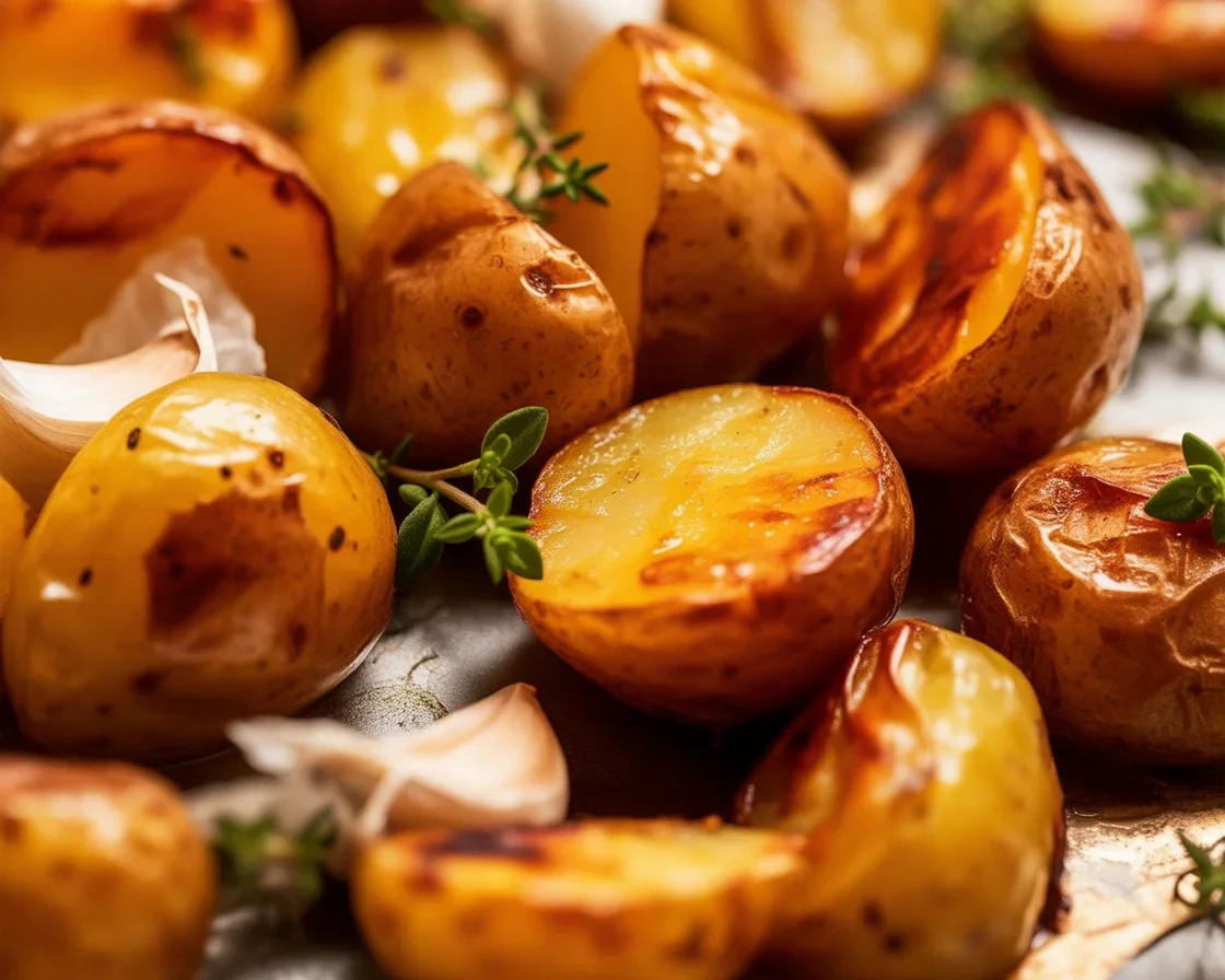 Crispy and flavorful easy roasted potatoes served as a side dish