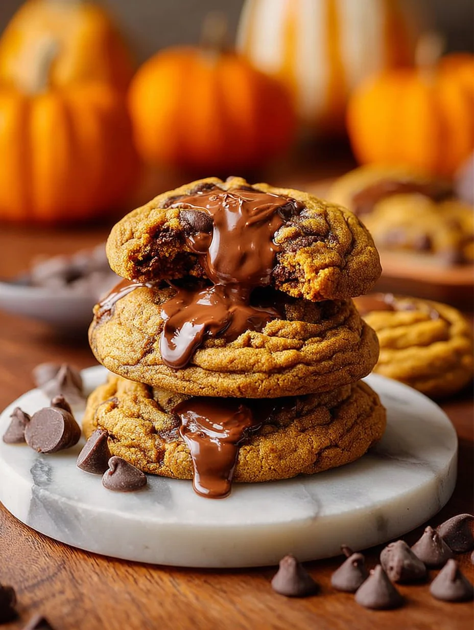 Delicious Pumpkin Nutella Cookies fresh from the oven, showcasing fall flavors.