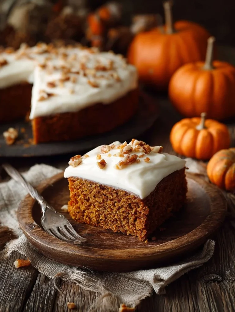 Delicious pumpkin sheet cake topped with cream cheese frosting