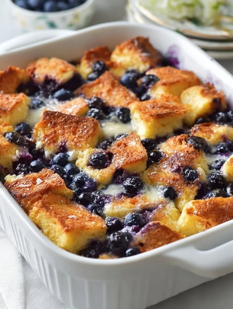 Delicious Blueberry French Toast Casserole fresh out of the oven