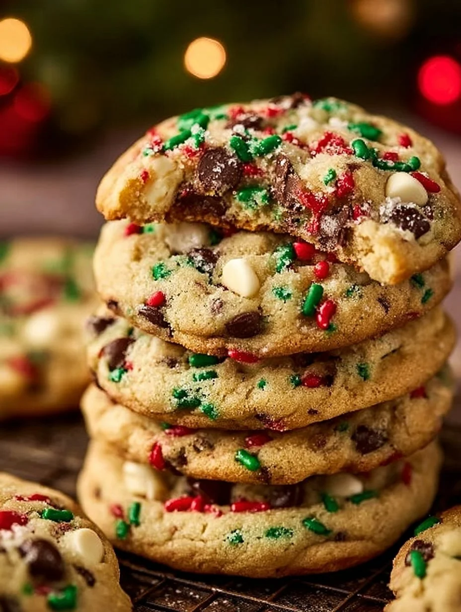 Delicious Winter Wonderland Chocolate Chip Cookies on a festive plate
