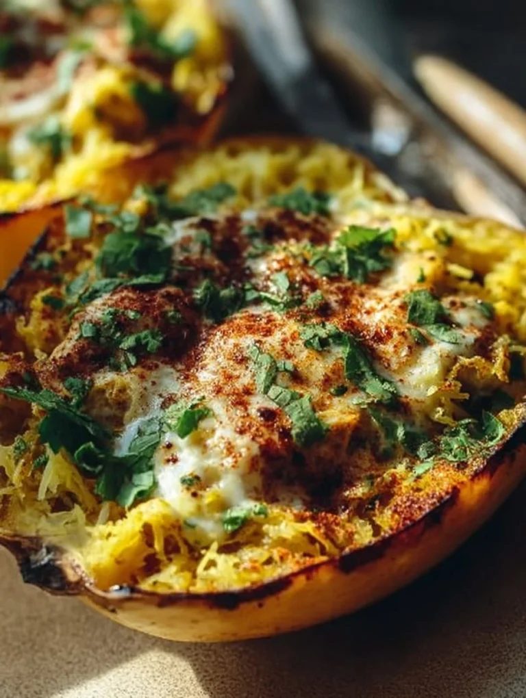 Breakfast Spaghetti Squash Boat topped with eggs and veggies