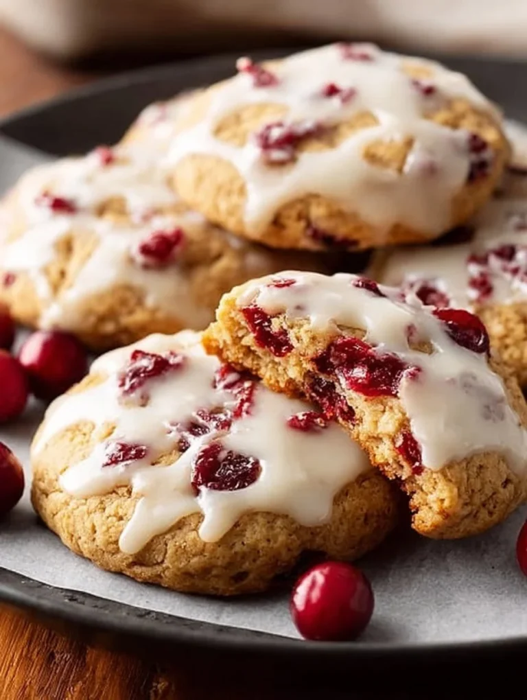 Chewy Christmas cranberry orange cookies on a festive plate