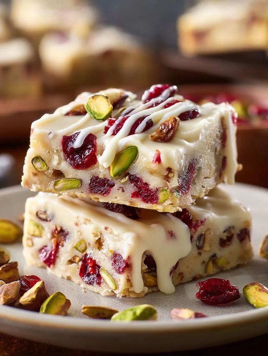 Cranberry Pistachio Shortbread Cookies on a decorative plate
