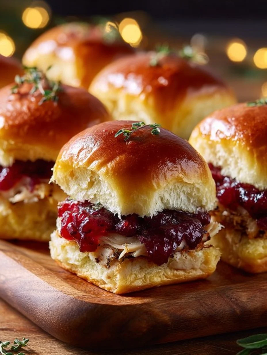 Cranberry Turkey Sliders with fresh ingredients on a platter