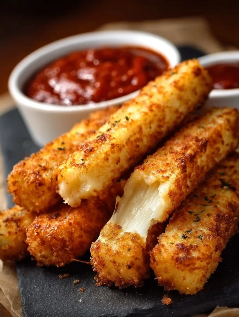 Delicious crispy homemade potato cheese sticks served with dipping sauce.