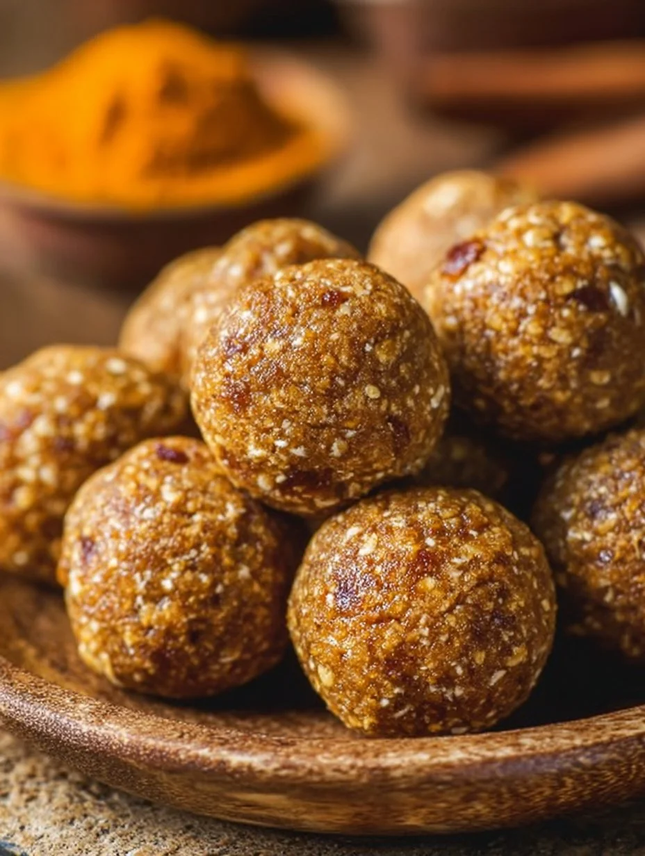 Delicious date-sweetened pumpkin protein balls on a wooden table