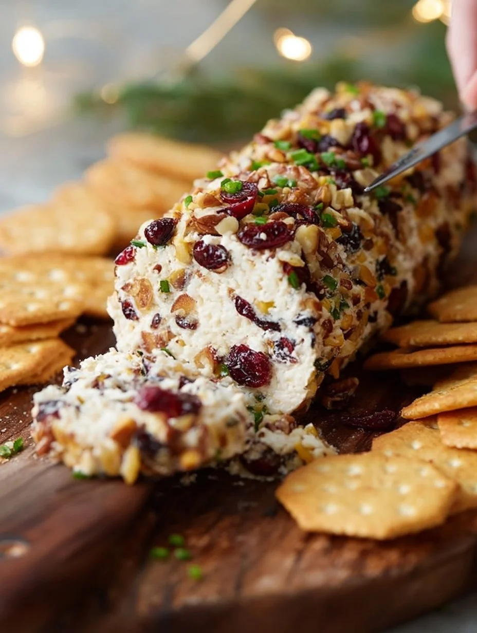 Delicious easy cheese log prepared for a party platter