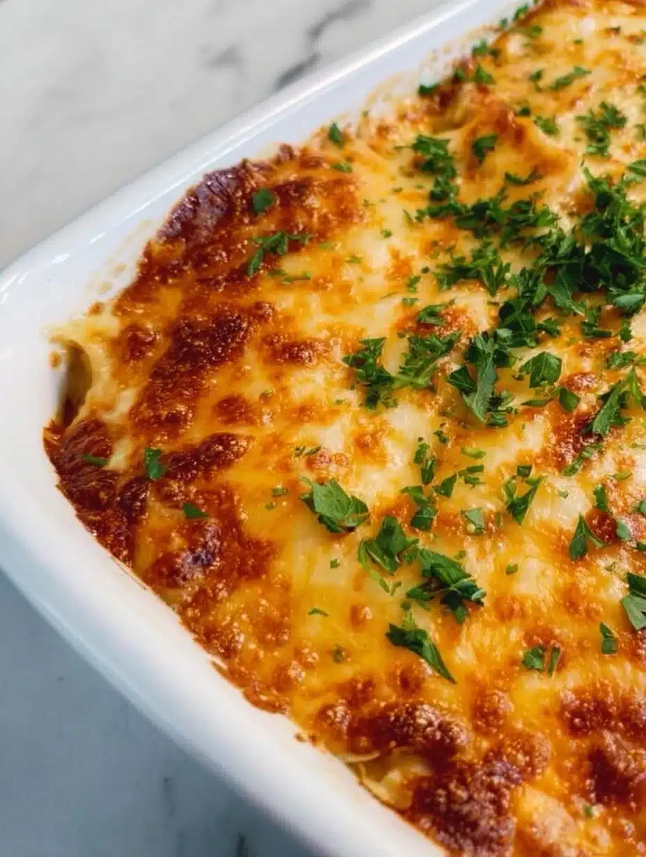 Keto Chicken Enchilada Casserole served on a plate with toppings