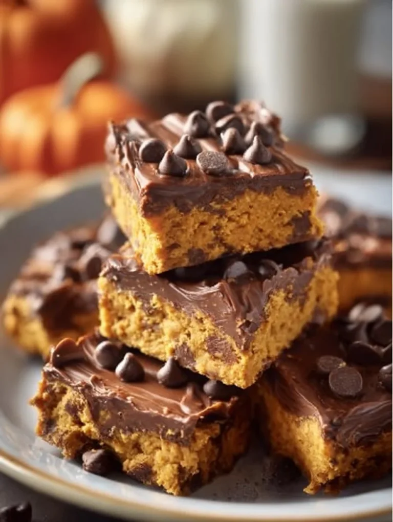 Deliciously baked Pumpkin Peanut Butter Bars topped with a sprinkle of nuts