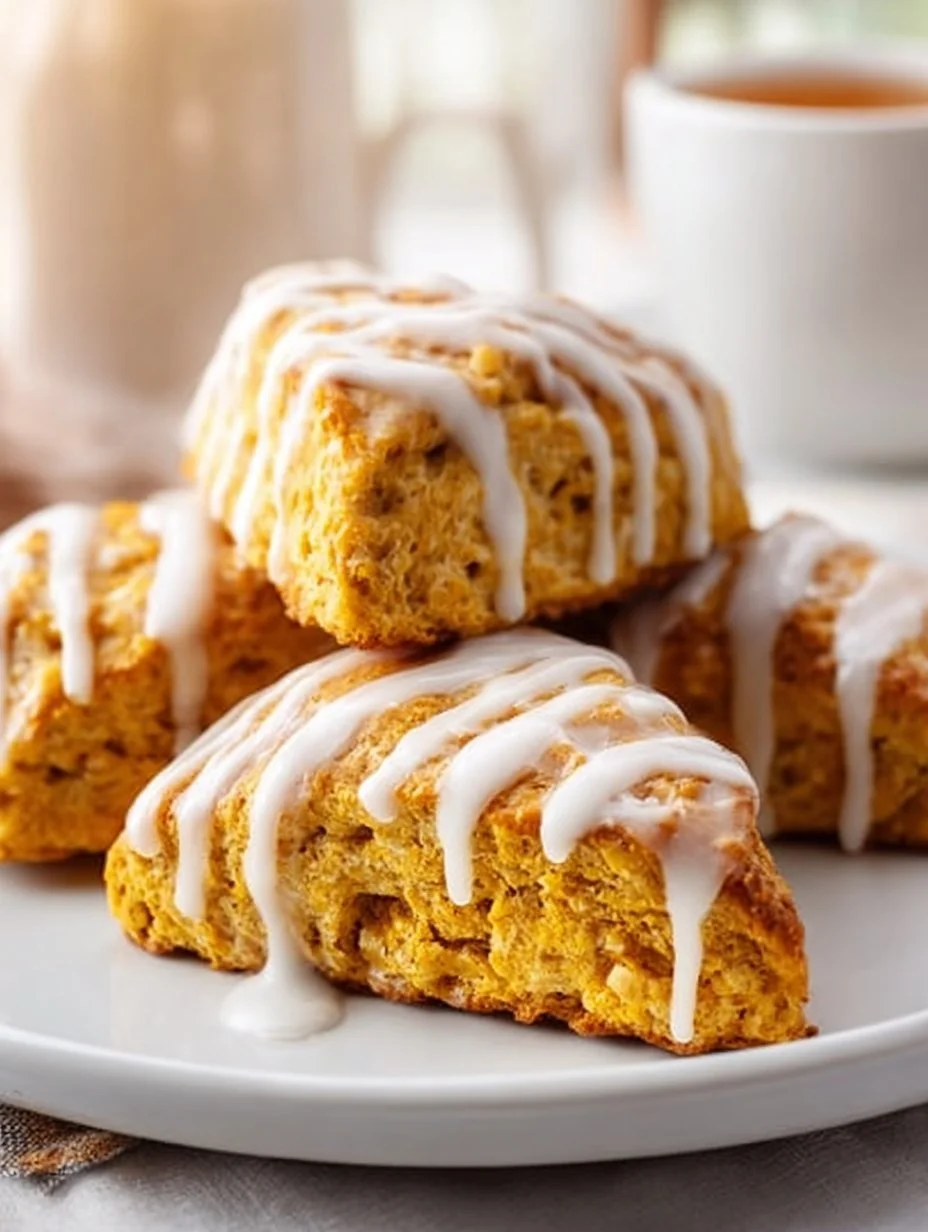Freshly baked pumpkin scones on a wooden table