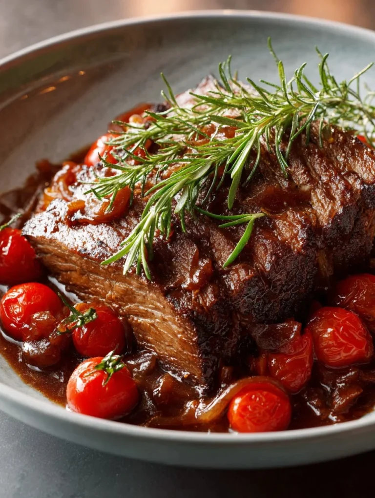 Slow cooker beef brisket cooked to tender perfection with rich flavors.