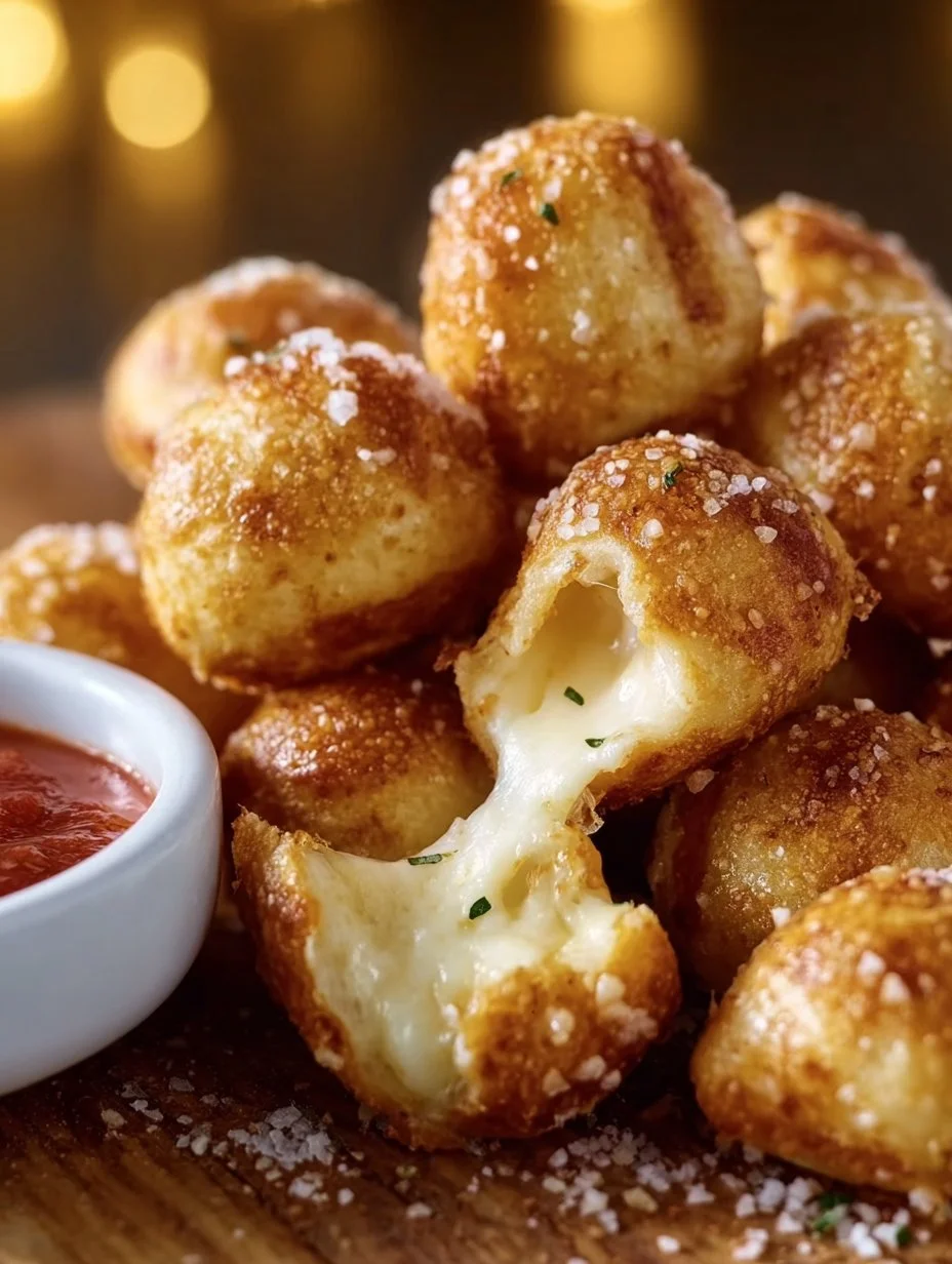 Delicious mozzarella pretzel bites served hot and cheesy