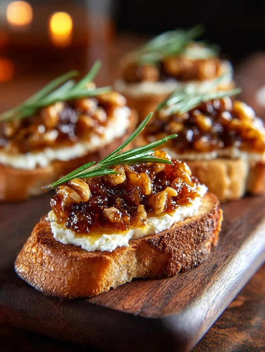 Delicious whipped feta crostini drizzled with hot honey for a flavorful appetizer.