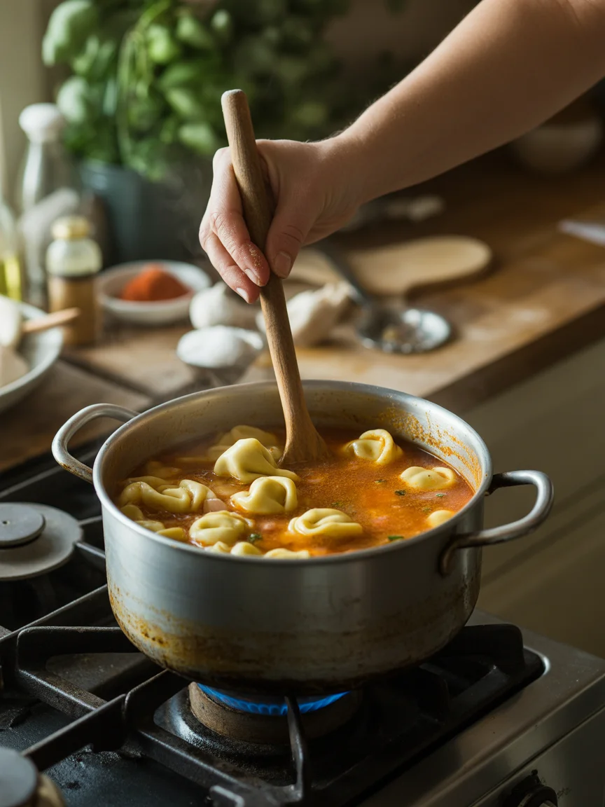 Creamy, Spicy Tortellini and Sausage Soup