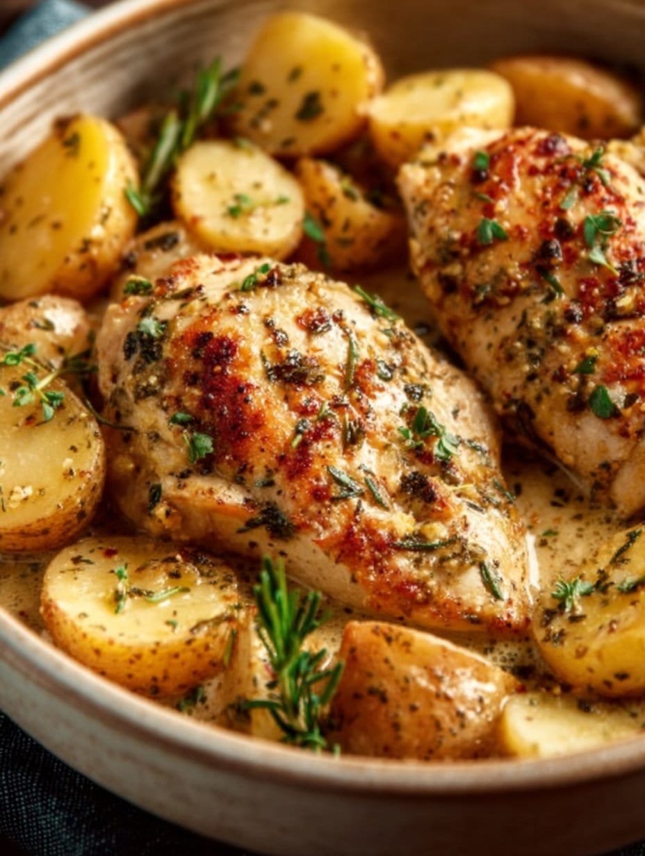 Crockpot Garlic Parmesan Chicken and Potatoes