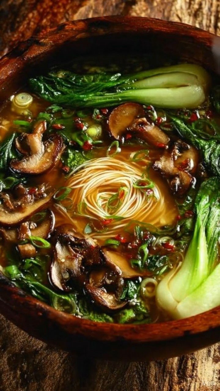 Healing Ginger Garlic Broth with Rice Noodles