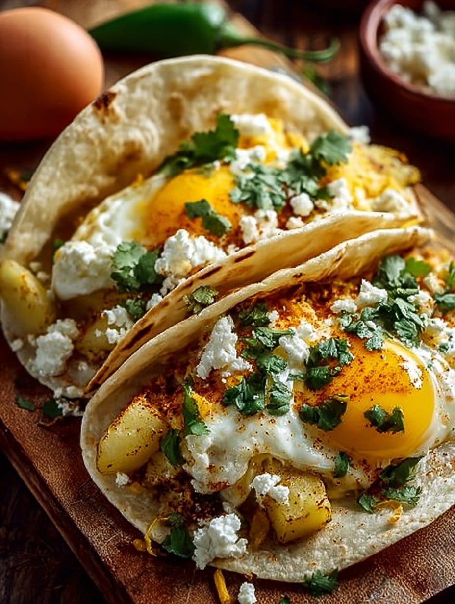Savory Potato Egg and Cheese Breakfast Tacos