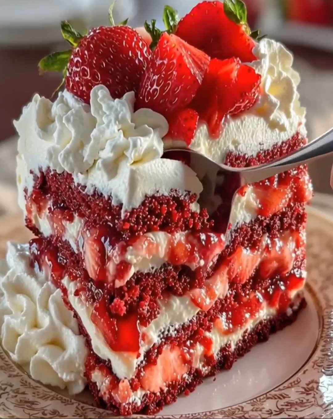 Irresistible Strawberry Earthquake Cake