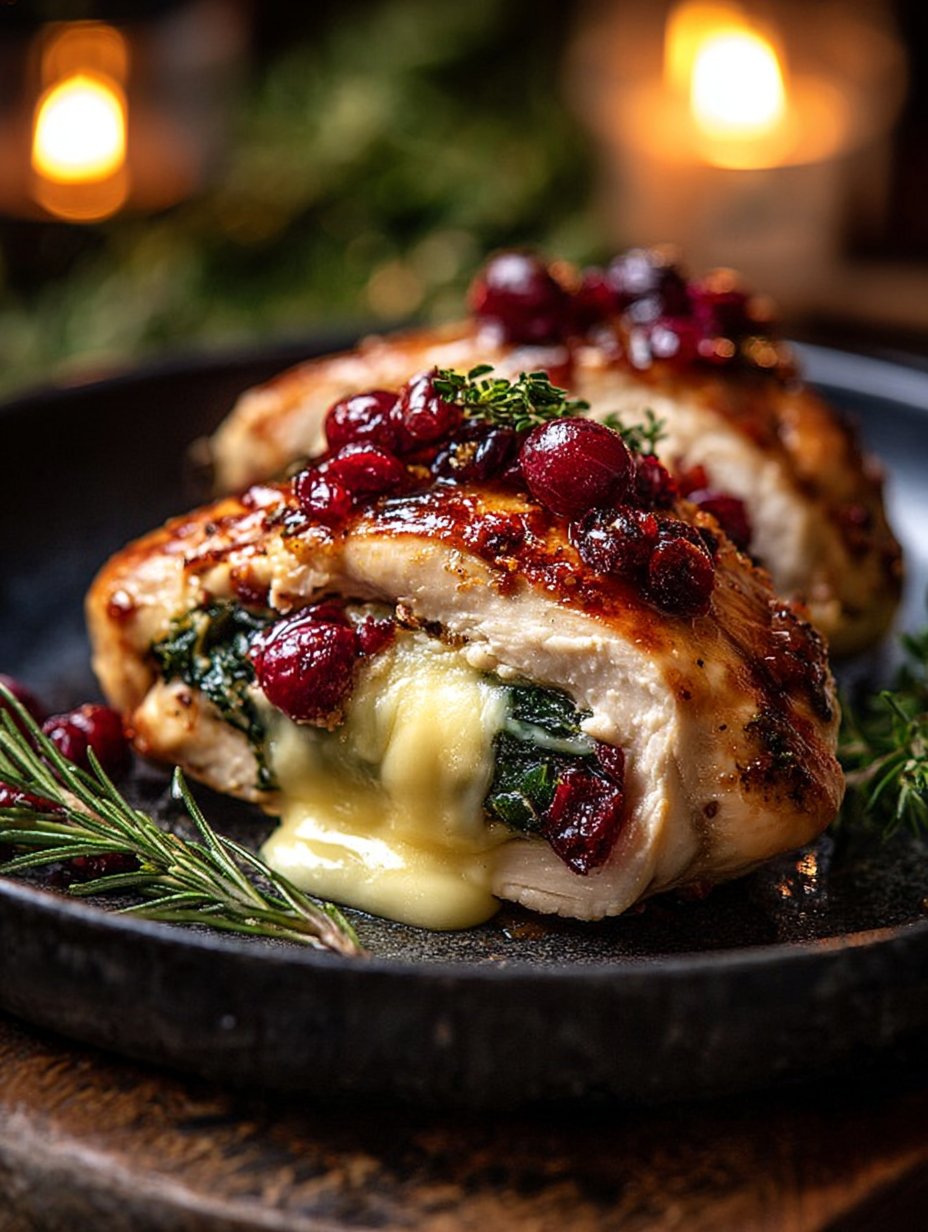 Cranberry & Spinach Stuffed Chicken Breasts with Brie