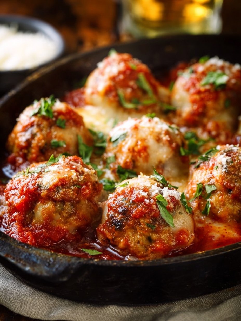 Baked Chicken Parmesan Meatballs
