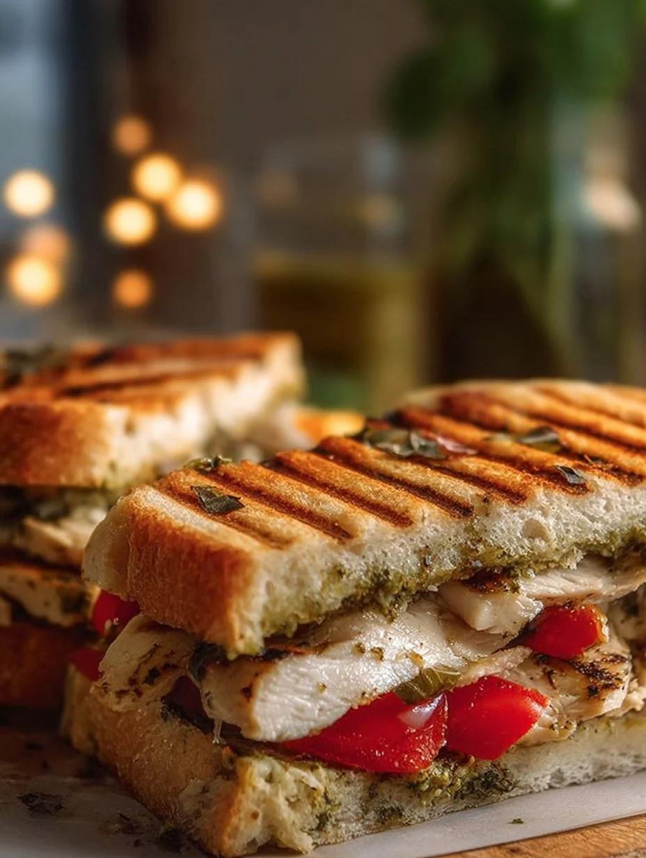 Delicious Chicken Pesto Panini sandwich ready to be served