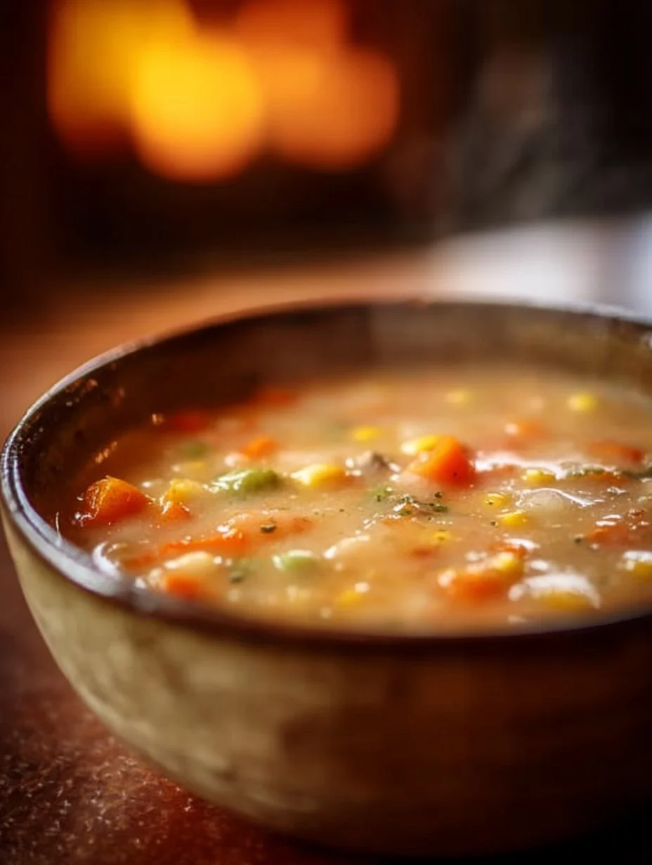 Bowl of copycat Dolly Parton's Stampede Soup garnished with fresh herbs