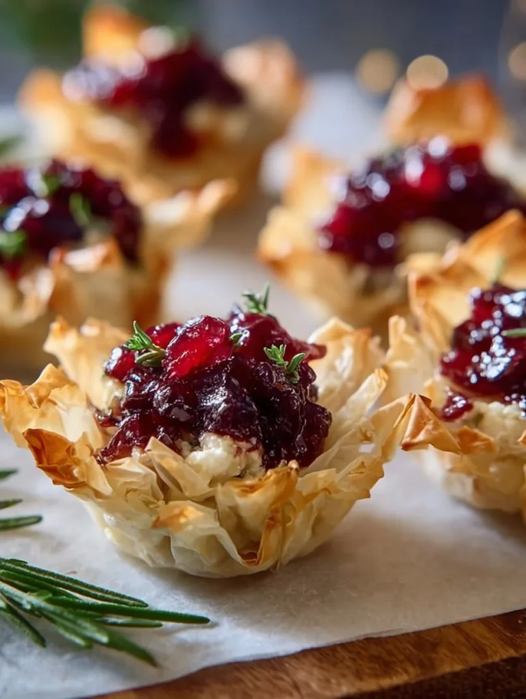 Cranberry Brie Phyllo Cups as a festive appetizer