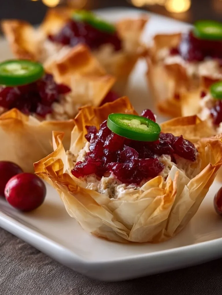 Cranberry Jalapeno Phyllo Cups - a savory appetizer with festive flavors