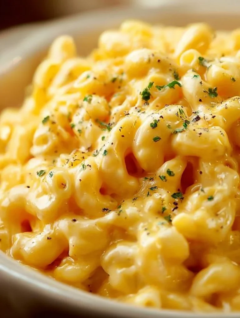 Creamy slow cooker mac and cheese served in a bowl