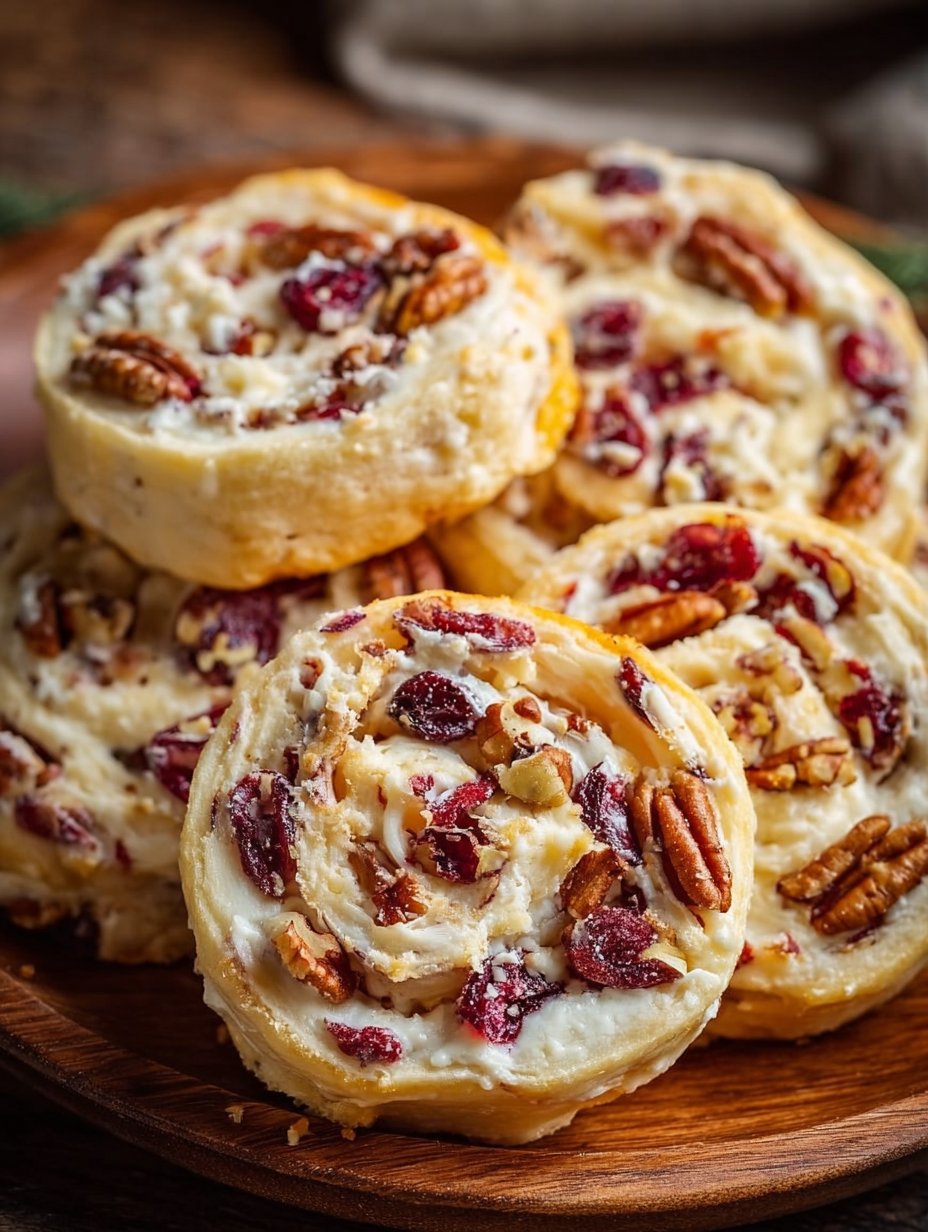 Cranberry-Orange Cream Cheese Pinwheels with Pecans