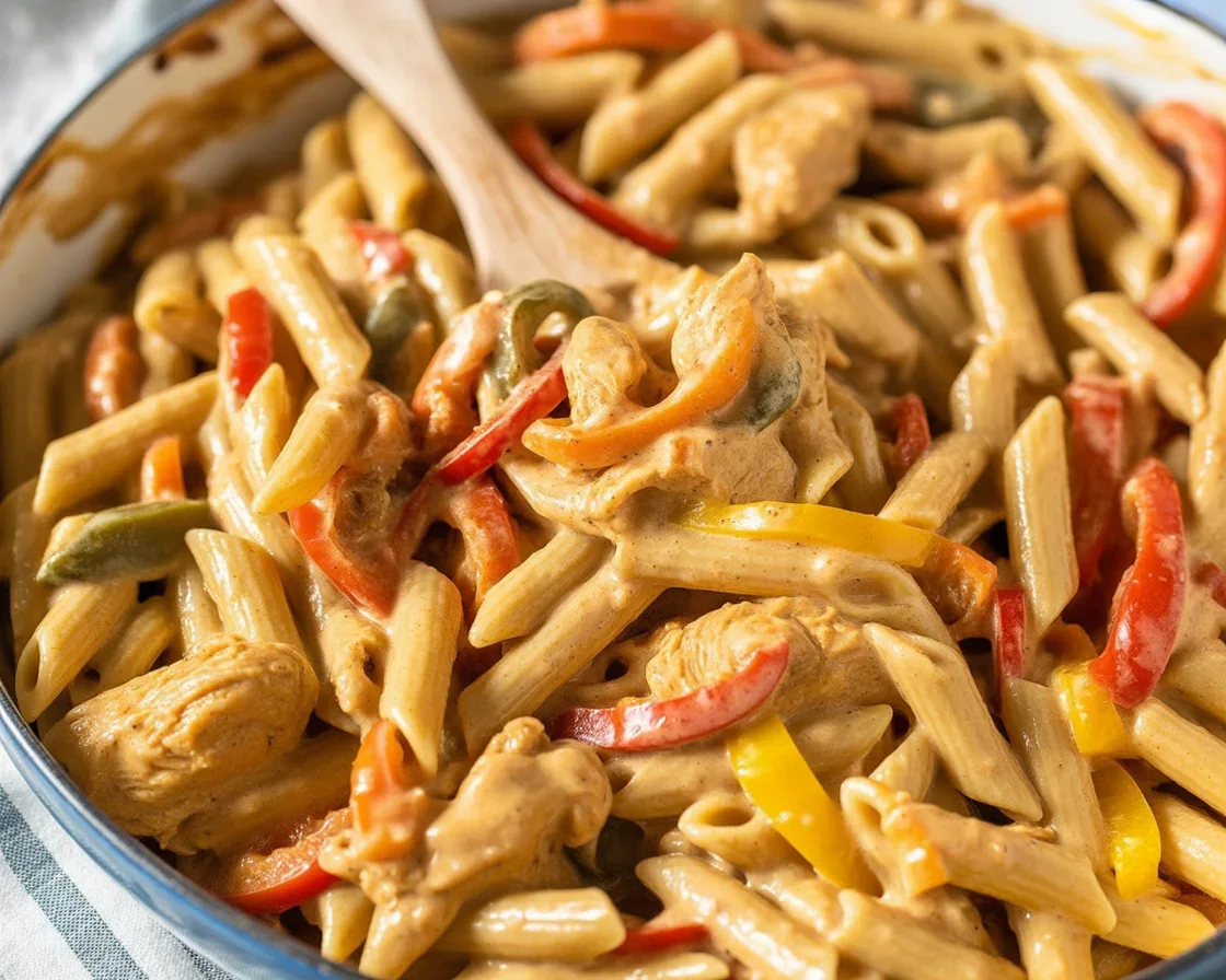 Creamy chicken cajun pasta with tender chicken in spicy cream sauce over linguine.
