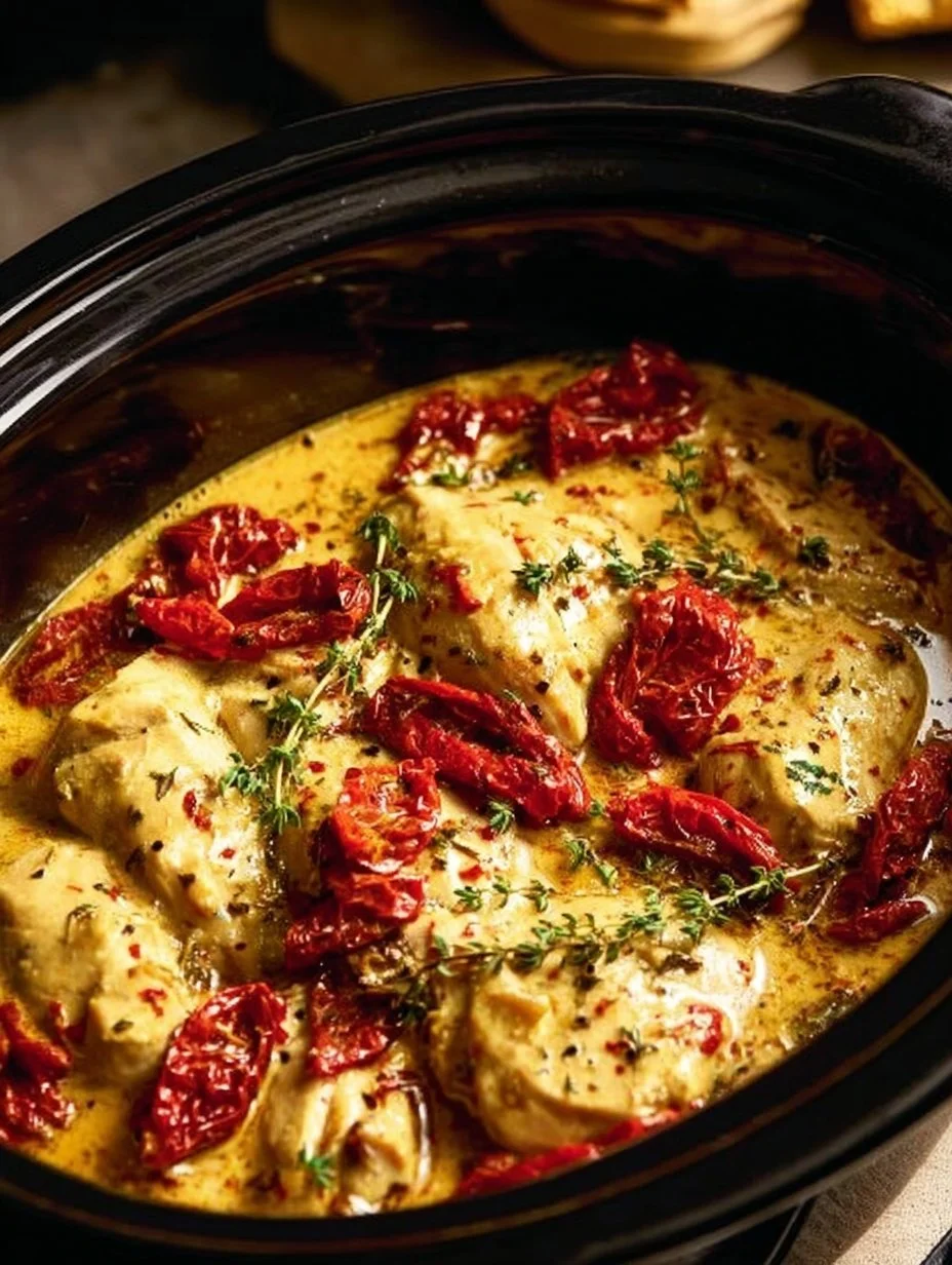 Delicious Dump and Go Crockpot Marry Me Chicken served on a plate