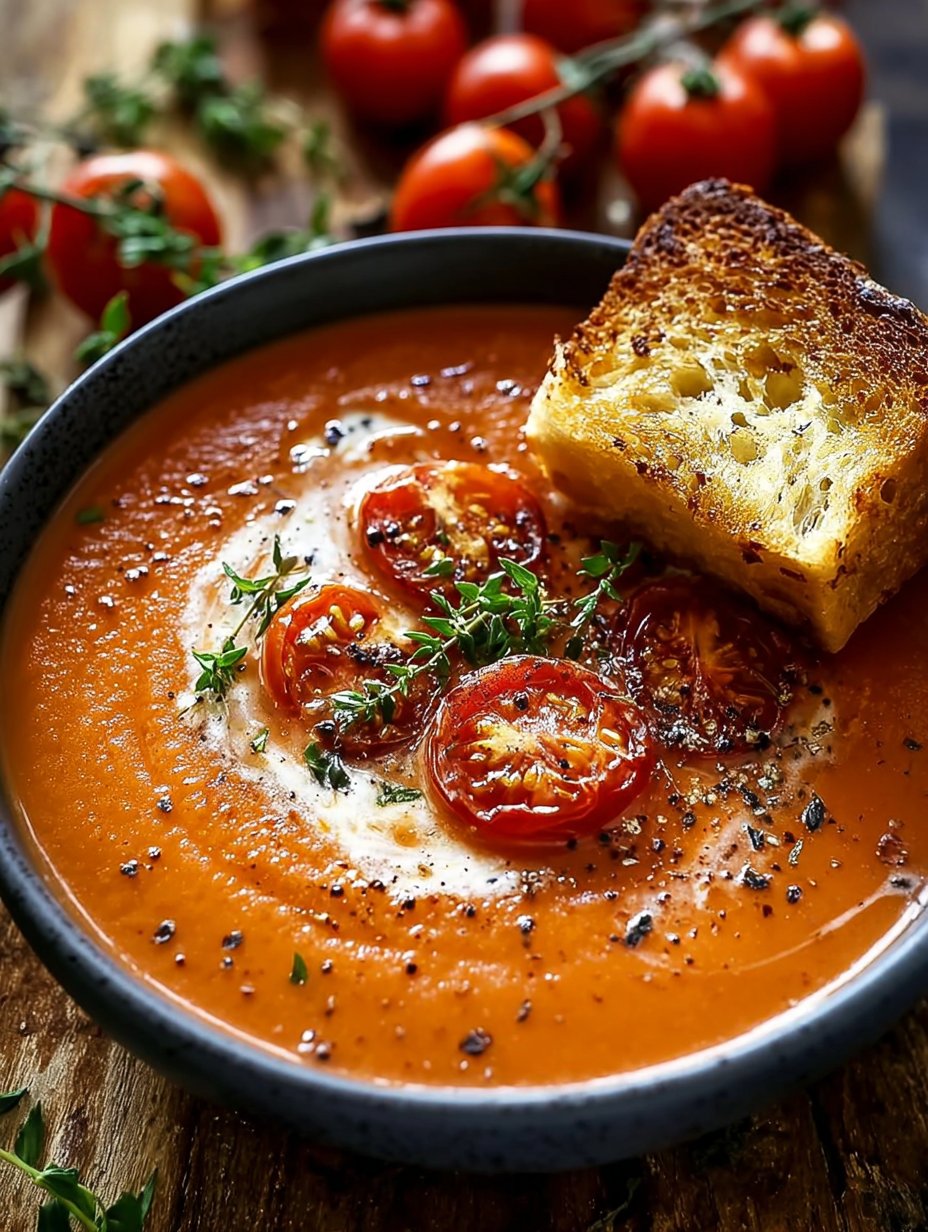 Creamy Roasted Tomato and Garlic Soup