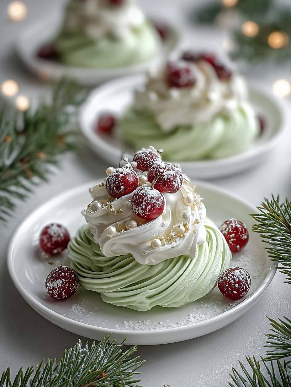 Holiday Wreath Meringues with Berries & Cream