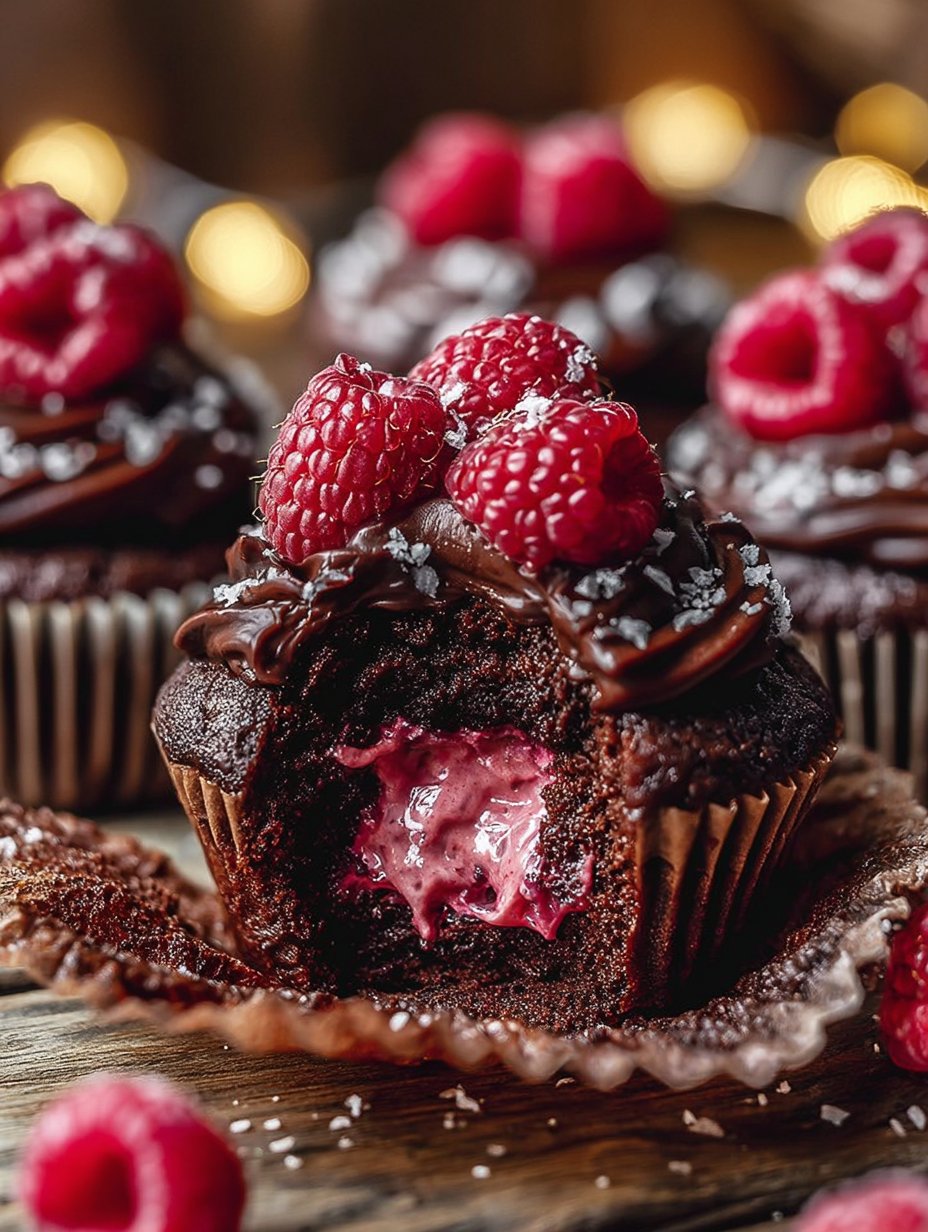 Raspberry Chocolate Lava Cupcakes